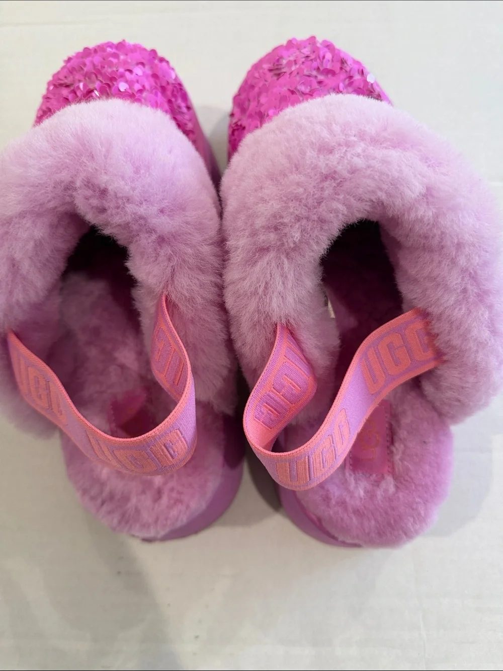 Uggs pink sequin faux slip on chunky fun kettle nib